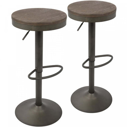 LumiSource Dakota Brown Industrial Adjustable Barstool - Set of 2|Tabouret bar réglable industriel Dakota brun - ensemble de 2