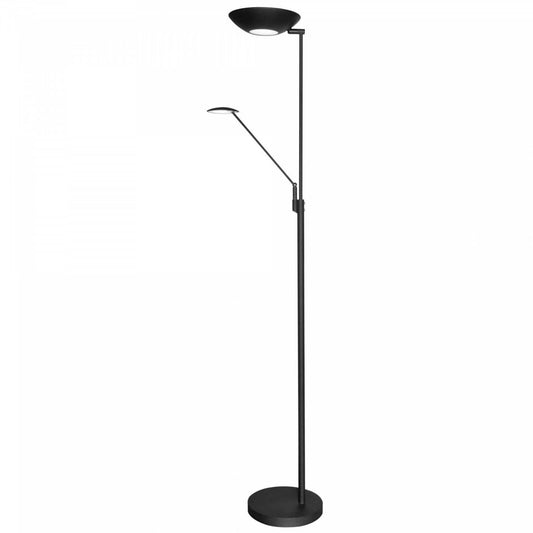 Dainolite Mother &amp; Son LED Lampadaire Noir/Poli Chrome Finish|Lampe à pied Mother &amp; Son de Dainolite avec fini noir et chrome poli et ampoule à DEL