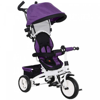 Qaba Tricycle Pour Tout-petits, Poussette De Vélo 6 En 1 Pour Bébé Avec Auvent Pliable, Panier De Rangement, Système De Sécurité À 5 Points