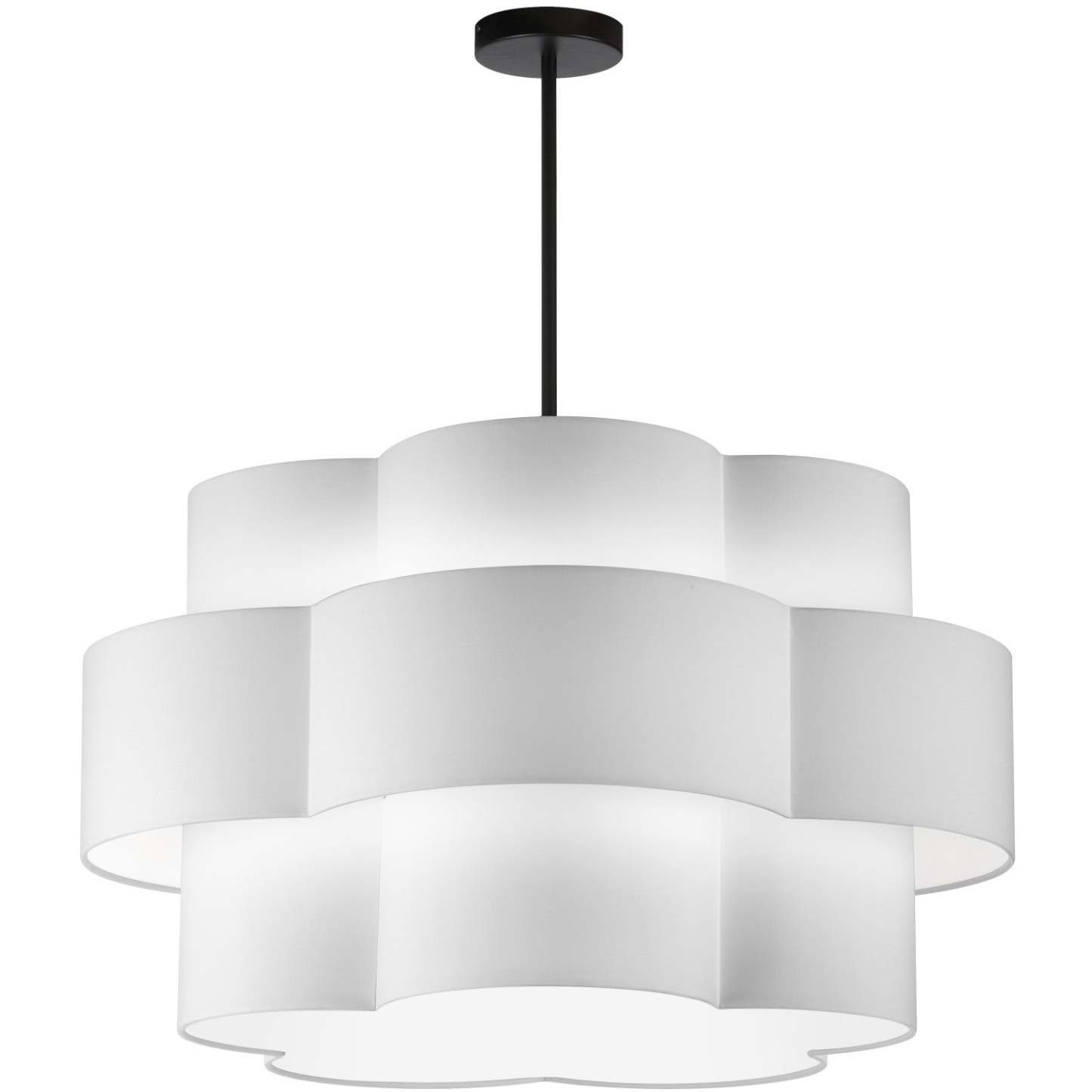 Dainolite Phlox 4 Light Chandelier Matte Black White Shade Lamp|Lustre Phlox de Dainolite avec abat-jour blanc, fini noir mat et 4 ampoules