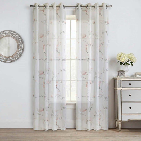 Habitat Symphony Coral Sheer Grommet Curtain Panel - 52 x 63|Panneau de rideau transparent à œillets Symphonie corail d'Habitat - 52 x 63