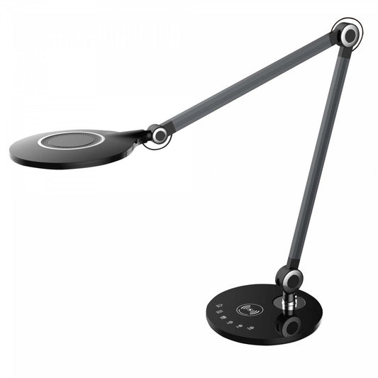 Dainolite Alina Desk Lamp 10w Noir/Finition Aluminium Brossé|Lampe de bureau Alina de Dainolite avec fini noir et aluminium brossé et ampoule de 10 W