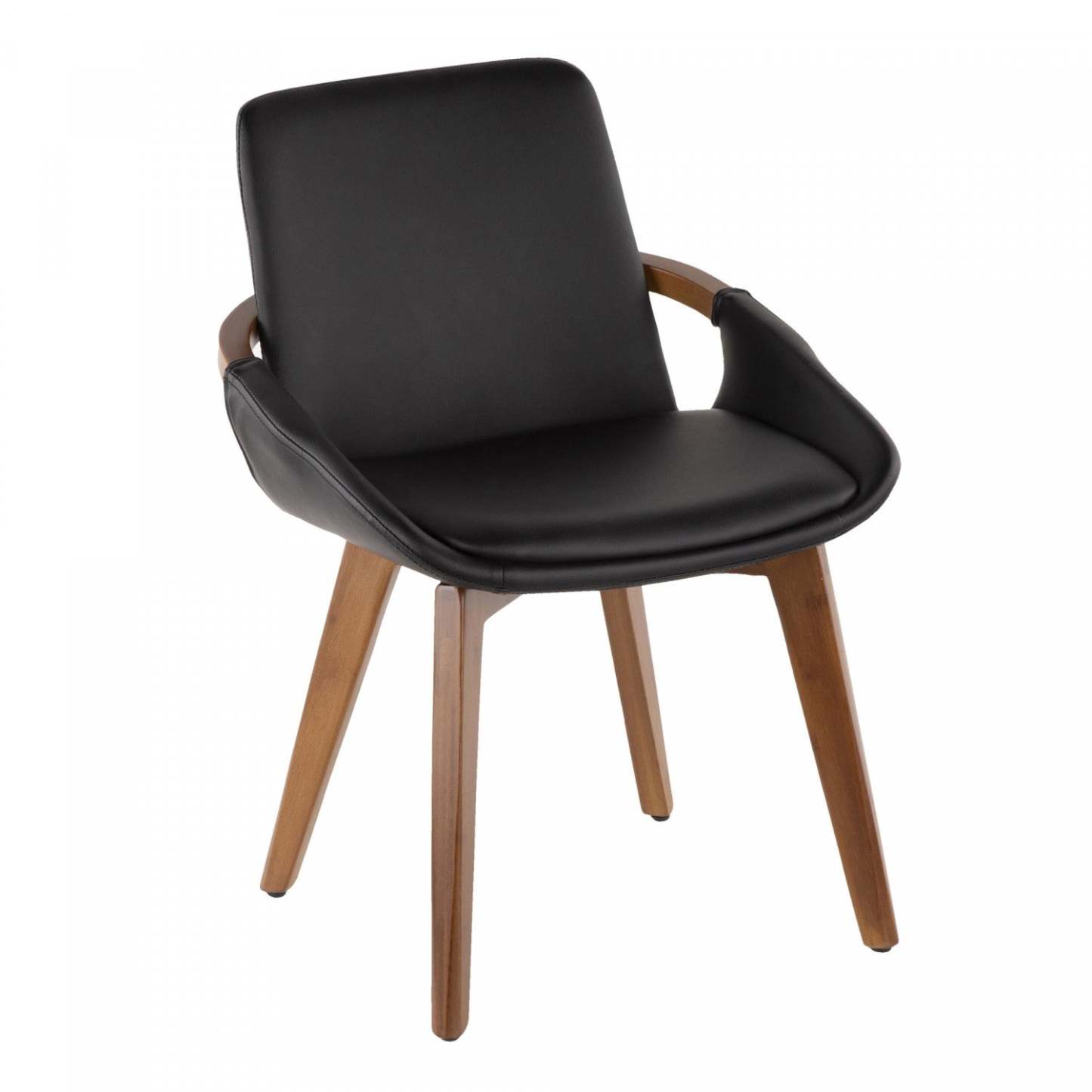 LumiSource Cosmo Faux Leather Mid-Century Dining Chair - Walnut/Black|Chaise de salle à manger de style du milieu du 20e siècle Cosmo en similicuir - noyer et noir