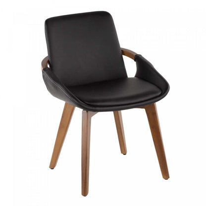 LumiSource Cosmo Faux Leather Mid-Century Dining Chair - Walnut/Black|Chaise de salle à manger de style du milieu du 20e siècle Cosmo en similicuir - noyer et noir
