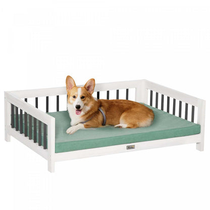 Pawhut Lit Sureleve Pour Chien, Sofa Sureleve En Bois Pour Animaux, Salon Portable Pour Chats Avec Coussinet Doux, Housse Lavable
