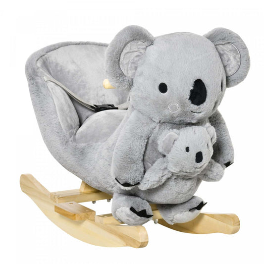 Qaba Porteur En Peluche Pour Enfants Cheval A Bascule En Forme De Koala Jouet A Bascule En Peluche A Son Réaliste