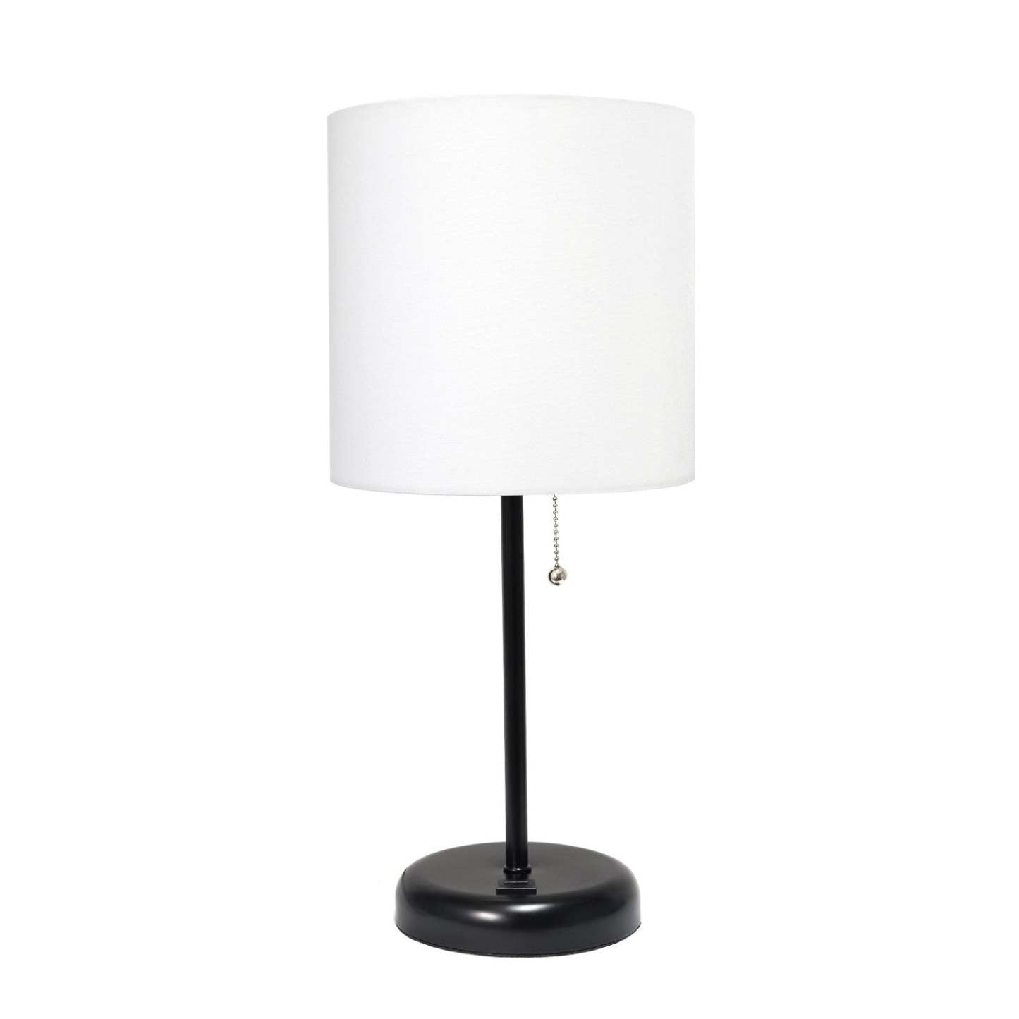 Lampe de table Limelights blanche avec pied mince noir et port de chargement USB | D21ORHOR