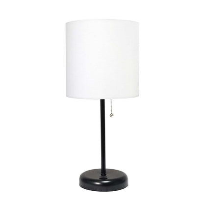 Lampe de table Limelights blanche avec pied mince noir et port de chargement USB | D21ORHOR