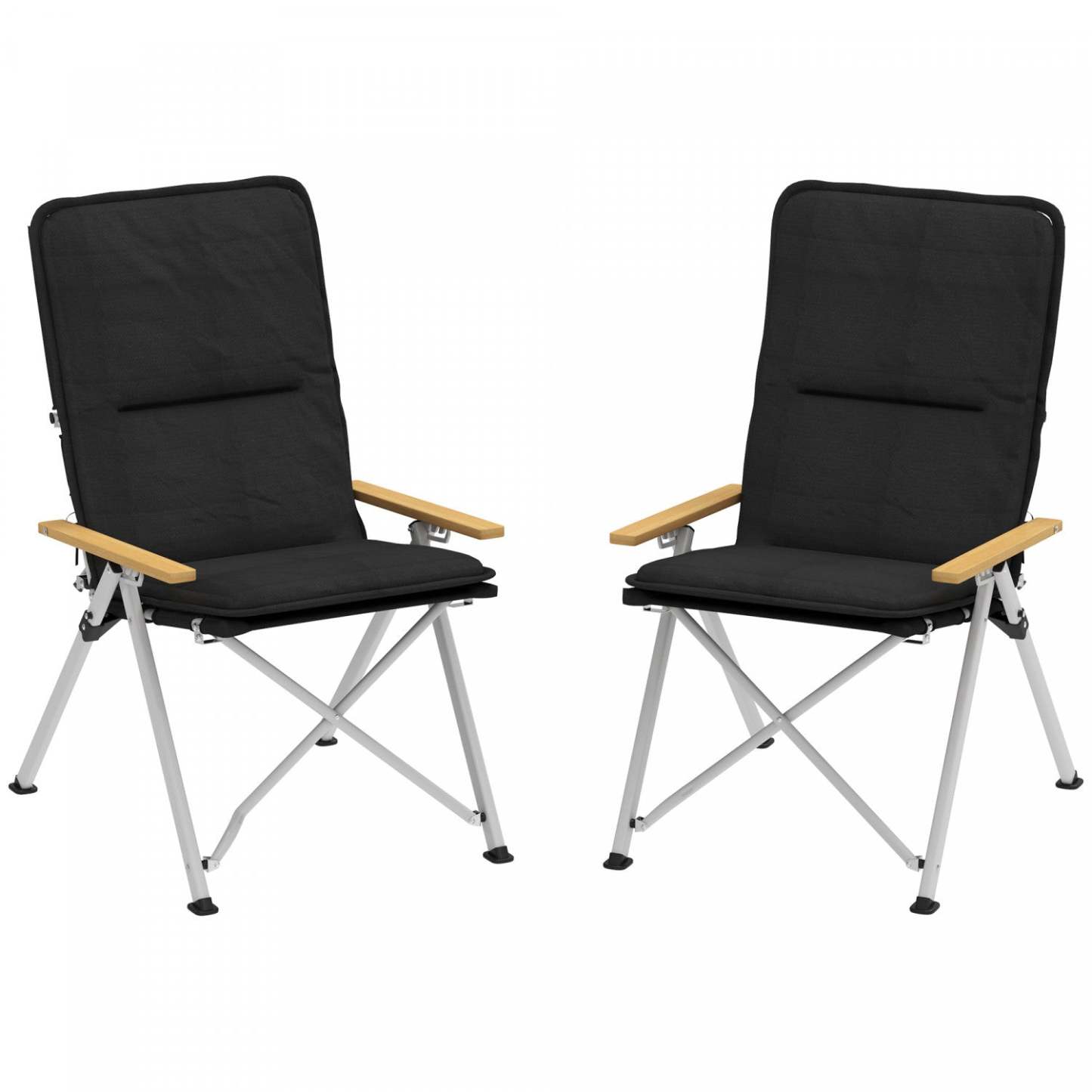 Chaises de camping pliantes Outsunny 2 pièces, fauteuils inclinables rembourrés pour extérieur avec sac de transport