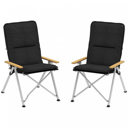 Chaises de camping pliantes Outsunny 2 pièces, fauteuils inclinables rembourrés pour extérieur avec sac de transport