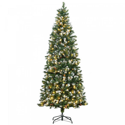 Homcom Arbre De Noël Artificiel Pré-éclairé De 7,5' Avec Pointes Enneigées|Homcom Arbre De Noël Artificiel Pré-éclairé De 7,5 Pi, Pointes Enneigées
