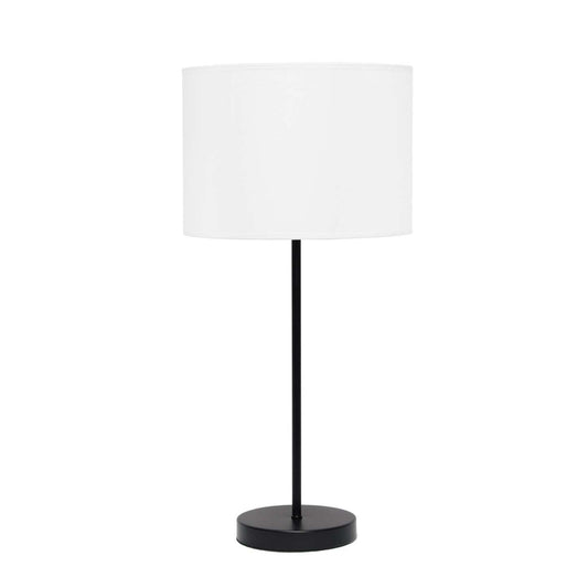 Lampe de table blanche Simple Designs avec pied mince noir | D22BWX91