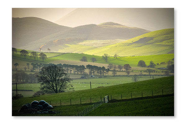 Cadre mural et panneau de tissu « Collines rurales ondulantes » 24 x 36 po | Rolling Rural Hills 24 po x 36 po : Cadre d'art mural et panneau de tissu | D44GC9ZP