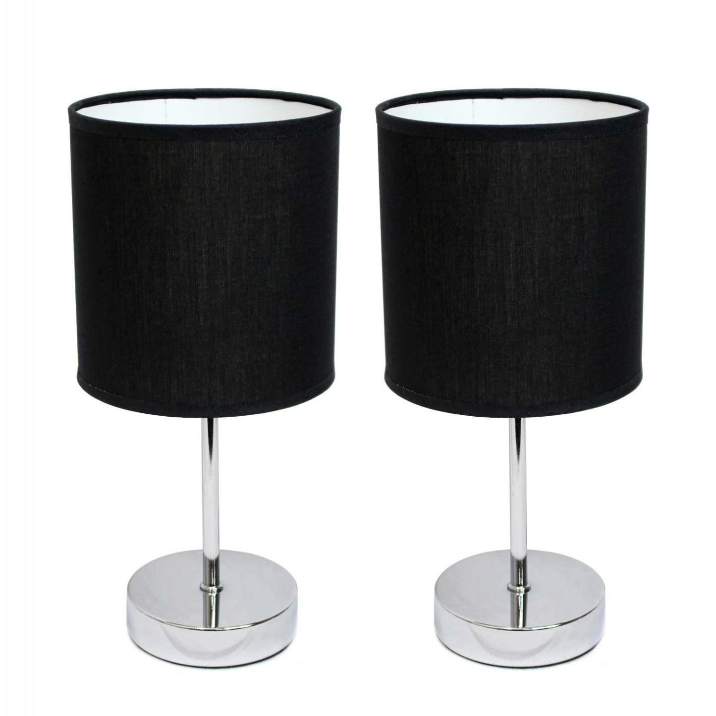 Simple Designs Chrome Mini Basic 2-piece Table Lamp Set - Noir|Ensemble de 2 mini lampes de table de base de Simple Designs chromées - noir