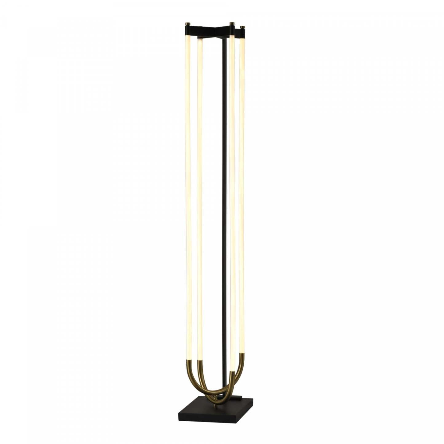 Lampadaire LED Intégré Cascata, Noir Et Laiton Brossé | Lampadaire Sur Pied A Del Integrees Cascata, Noir Et Laiton Brosse