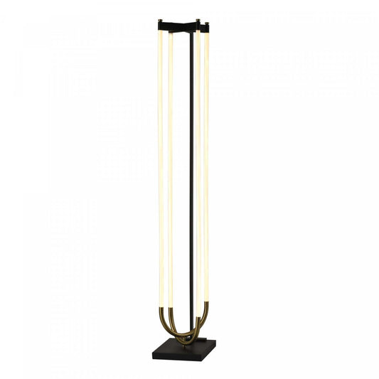 Lampadaire LED Intégré Cascata, Noir Et Laiton Brossé | Lampadaire Sur Pied A Del Integrees Cascata, Noir Et Laiton Brosse