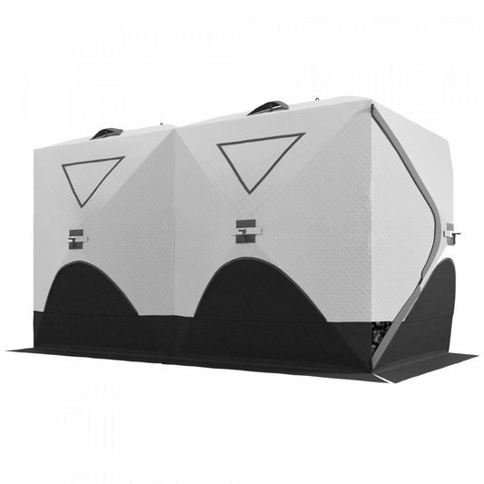 Outsunny Tente de pêche sur glace isolée pour 8 personnes, pop-up, pour -22℉, grise