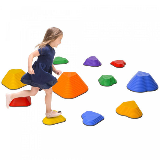 Qaba 11 Pcs Tremplins, Parcours D'obstacles Pour Enfants, Pierres De Gue D'equilibre Antiderapantes