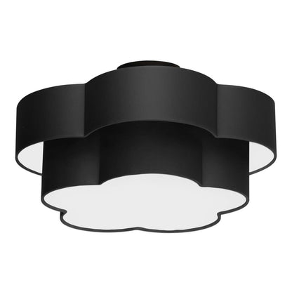 Dainolite Phlox 3 Light Flush Mount Large Matte Black Black/White Shade Lamp|Grand plafonnier affleuré Phlox de Dainolite avec abat-jour noir et blanc, fini noir mat et 3 ampoules