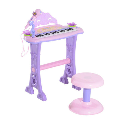 Qaba Piano Pour Enfants Instrument A Clavier Electronique Avec Microphone Et Tabouret 32 Touches Jouet Musical Organ E