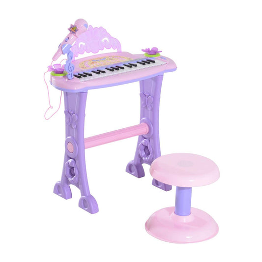Qaba Piano Pour Enfants Instrument A Clavier Electronique Avec Microphone Et Tabouret 32 Touches Jouet Musical Organ E