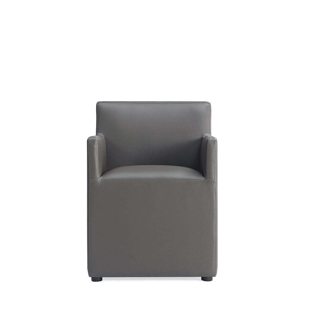 Manhattan Comfort Anna Modern Square Faux Leather Armless Dining Chair - Pewter|Chaise de salle à manger carrée et moderne sans accoudoirs Anna de Manhattan Comfort en similicuir - étain