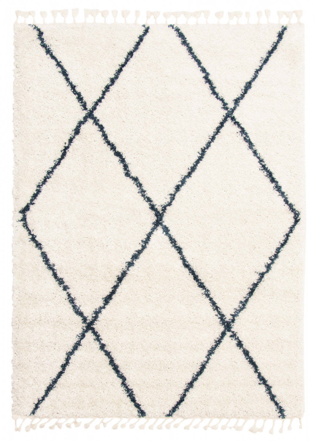 Helma Losange Cream Shag 3'11 X 5'11 Area Rug|Carpette à poils long Helma Losange crème 3 pi 11 po x 5 pi 11 po|D86F9OH6