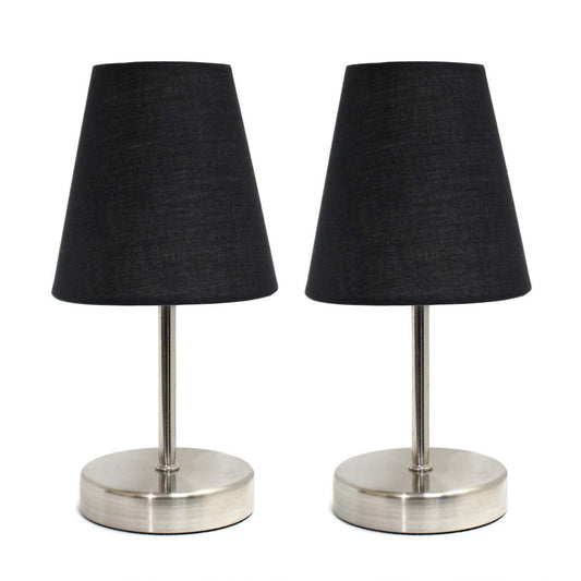 Ensemble de 2 lampes de table Simple Designs Sand Nickel Mini Basic - Noir|Ensemble de 2 mini lampes de table de base de Simple Designs nickel sable - noir