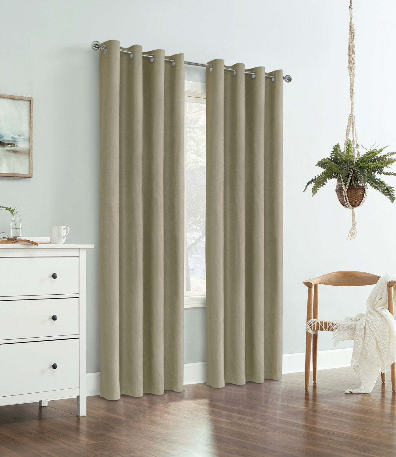 Thermaplus Ethan Linen Blackout Grommet Curtain Panel - 52 x 84|Panneau de rideau coupe-lumière à œillets Ethan apparence lin de Thermaplus - 52 x 84