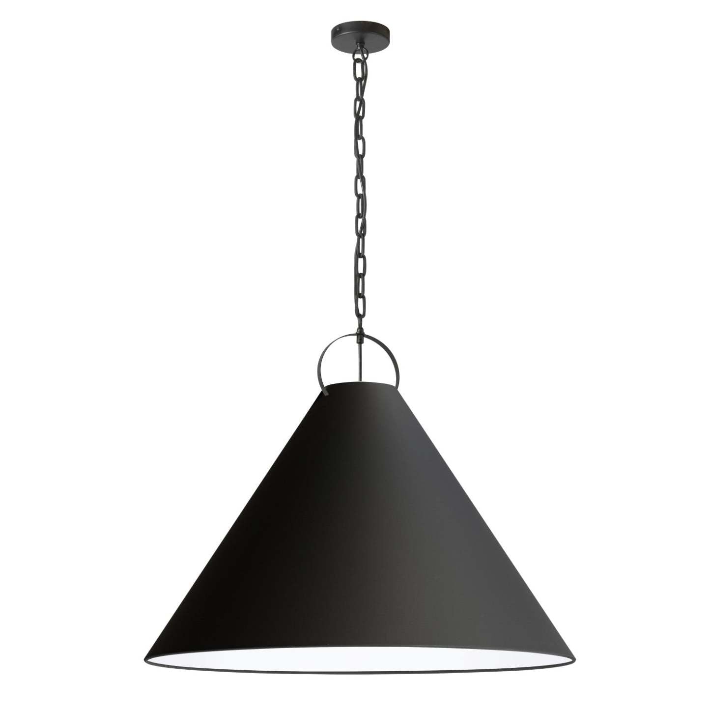 Luminaire suspendu Princeton de Dainolite de 32 po de diamètre avec abat-jour noir, fini noir mat et 1 ampoule