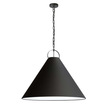 Luminaire suspendu Princeton de Dainolite de 32 po de diamètre avec abat-jour noir, fini noir mat et 1 ampoule