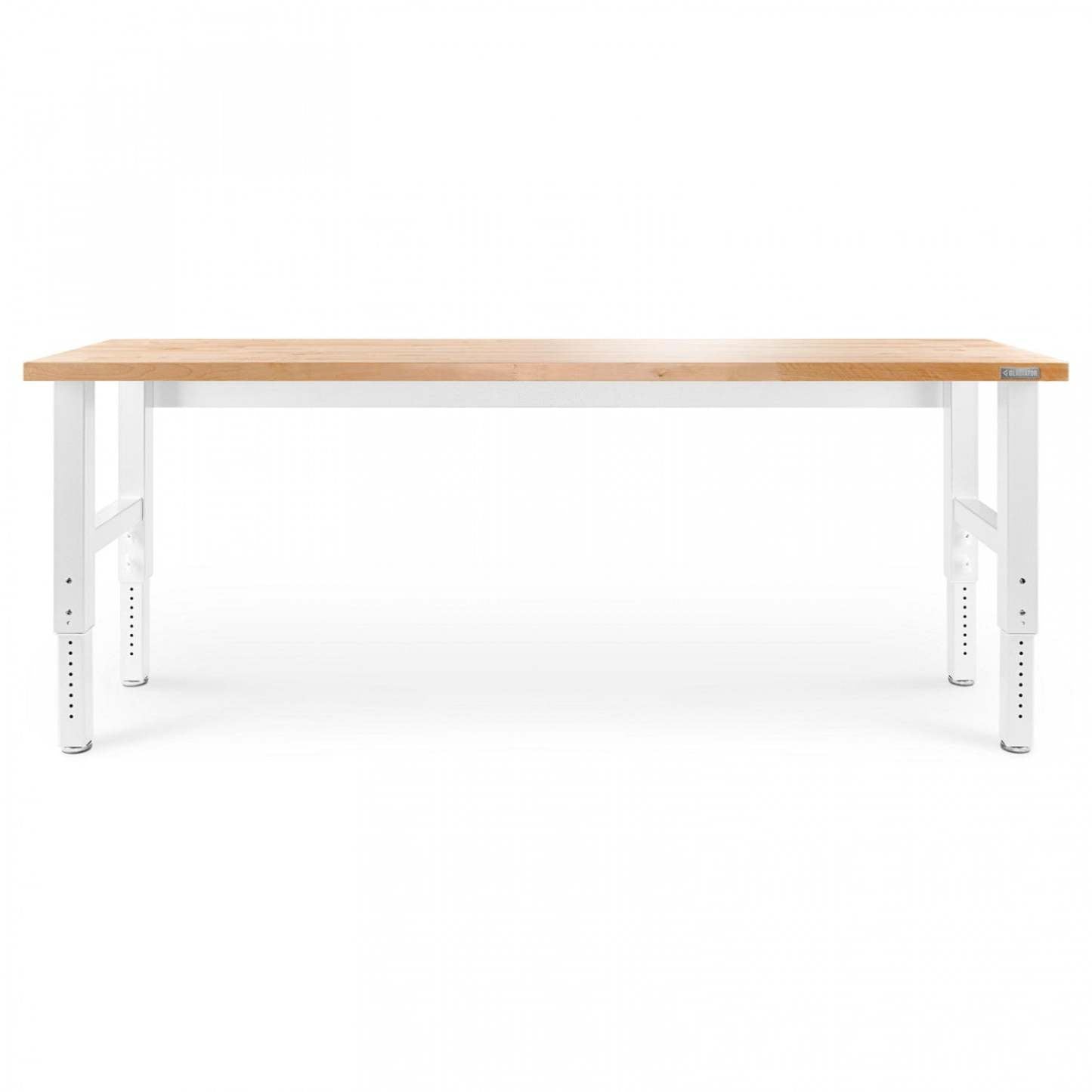 Établi en bois franc à hauteur réglable Gladiator de 8' - Blanc martelé|Établi de 8 pi à hauteur réglable en bois franc de Gladiator - blanc martelé