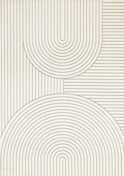 Tapis d'intérieur Forte White Grey Curved Arches - 7'9 x 10'6|Carpette Forte blanche et grise à motif d'arches courbées pour l'intérieur - 7 pi 9 po x 10 pi 6 po