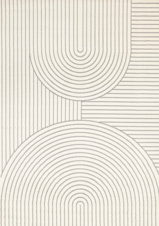 Tapis d'intérieur Forte White Grey Curved Arches - 2'7 x 4'11|Carpette Forte blanche et grise à motif d'arches courbées pour l'intérieur - 2 pi 7 po x 4 pi 11 po