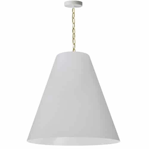 Dainolite Anaya 1 Light Pendant Large Aged Brass White Shade Lamp|Grand luminaire suspendu Anaya de Dainolite avec abat-jour blanc, fini laiton vieilli et 1 ampoule