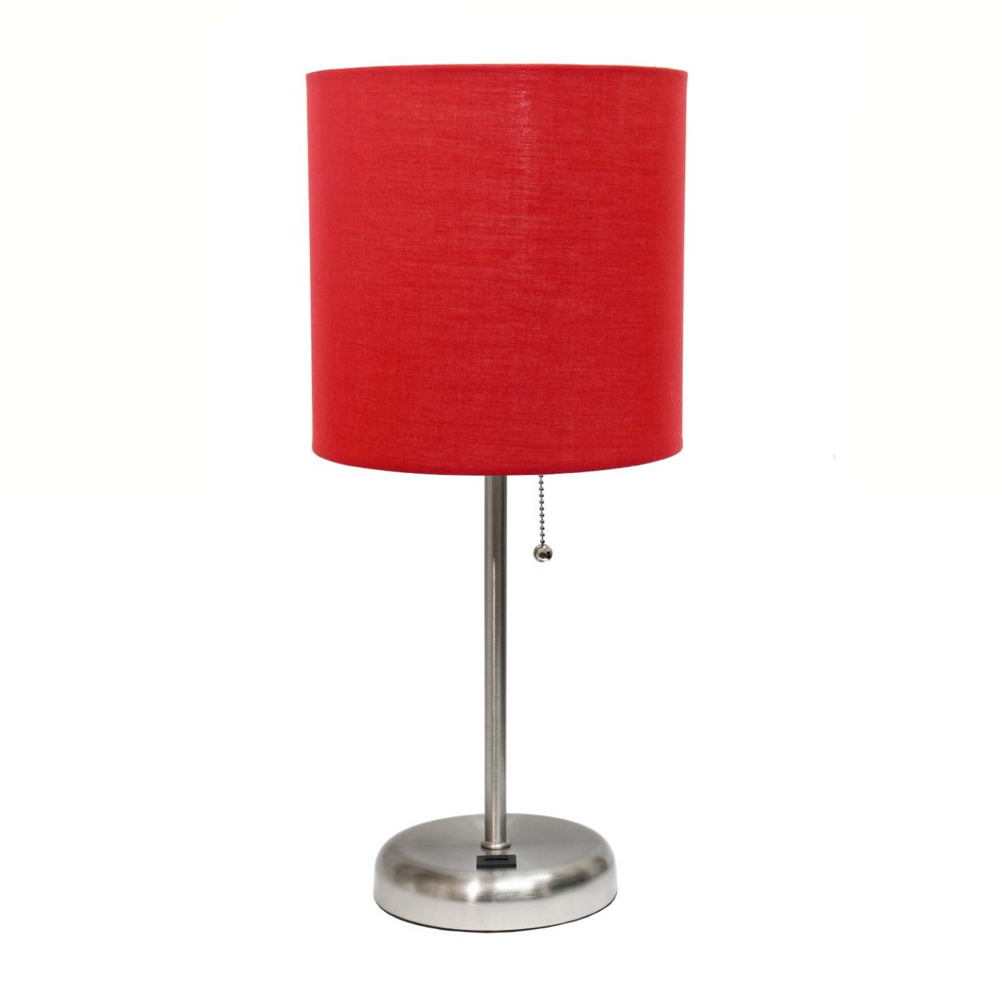 Limelights Stick Lamp with Usb Charging Port And Fabric Shade, Red Table Lamp|Lampe de table Limelights rouge avec pied mince et port de recharge USB|D21SAJSL