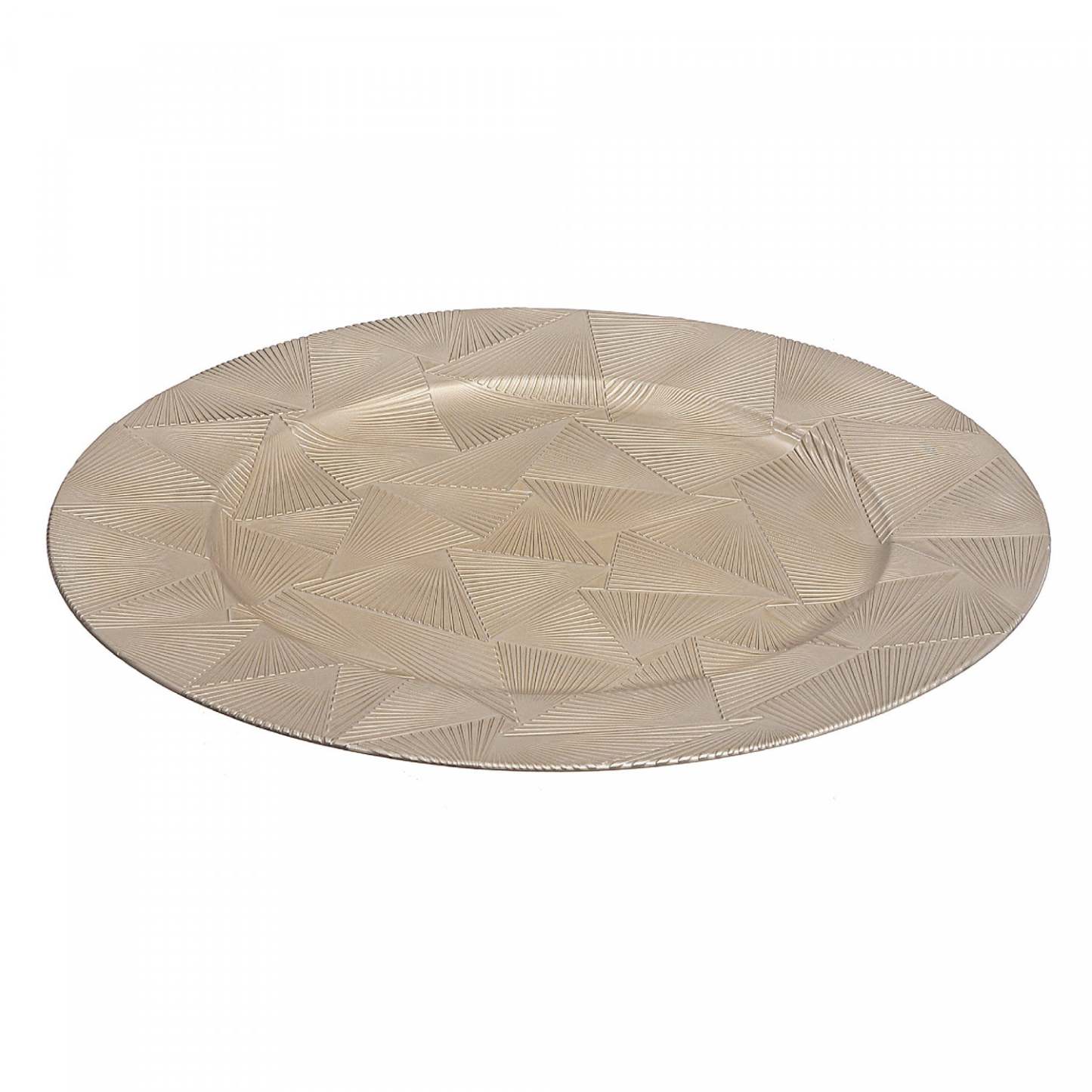 Assiette de présentation Trinity Champagne 13 - Set of 6 Dinnerware|Assiette de présentation de 13 po champagne ornée de triangles - ensemble de 6