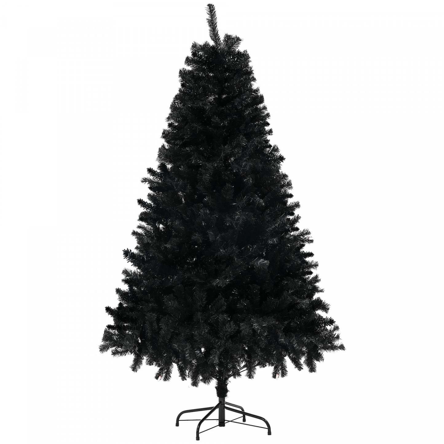 Homcom Sapin De Noel Artificiel De 5 Pieds Avec Ouverture Automatique, Base En Acier, Noir