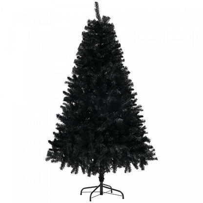Homcom Sapin De Noel Artificiel De 5 Pieds Avec Ouverture Automatique, Base En Acier, Noir