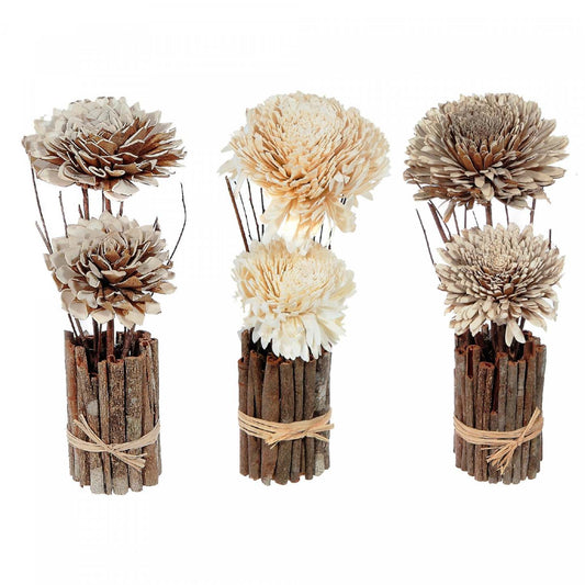 Arrangement de Shola séché avec pot de brindilles Fleur artificielle|Arrangement floral séché artificiel Shola avec pot en brindilles