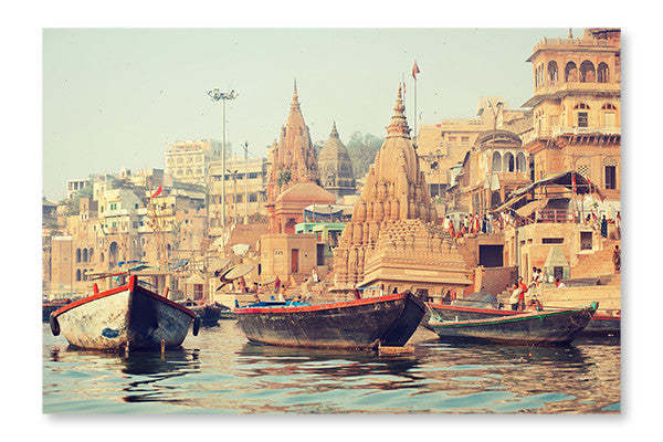 Ancient City Of Varanasi 28x42 Wall Art Frame And Fabric Panel| Ancient City Of Varanasi 28 po x 42 po : Cadre d'art mural et panneau de tissu|D44GAH24