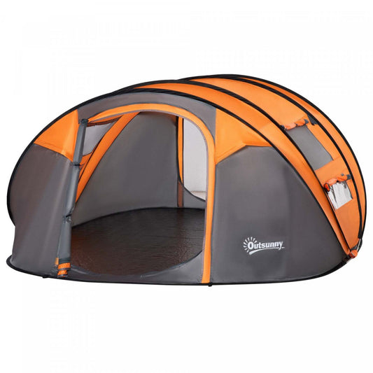 Outsunny Tente De Camping 5 Personnes Tente Pop Up Automatique Avec Sac De Transport Portes