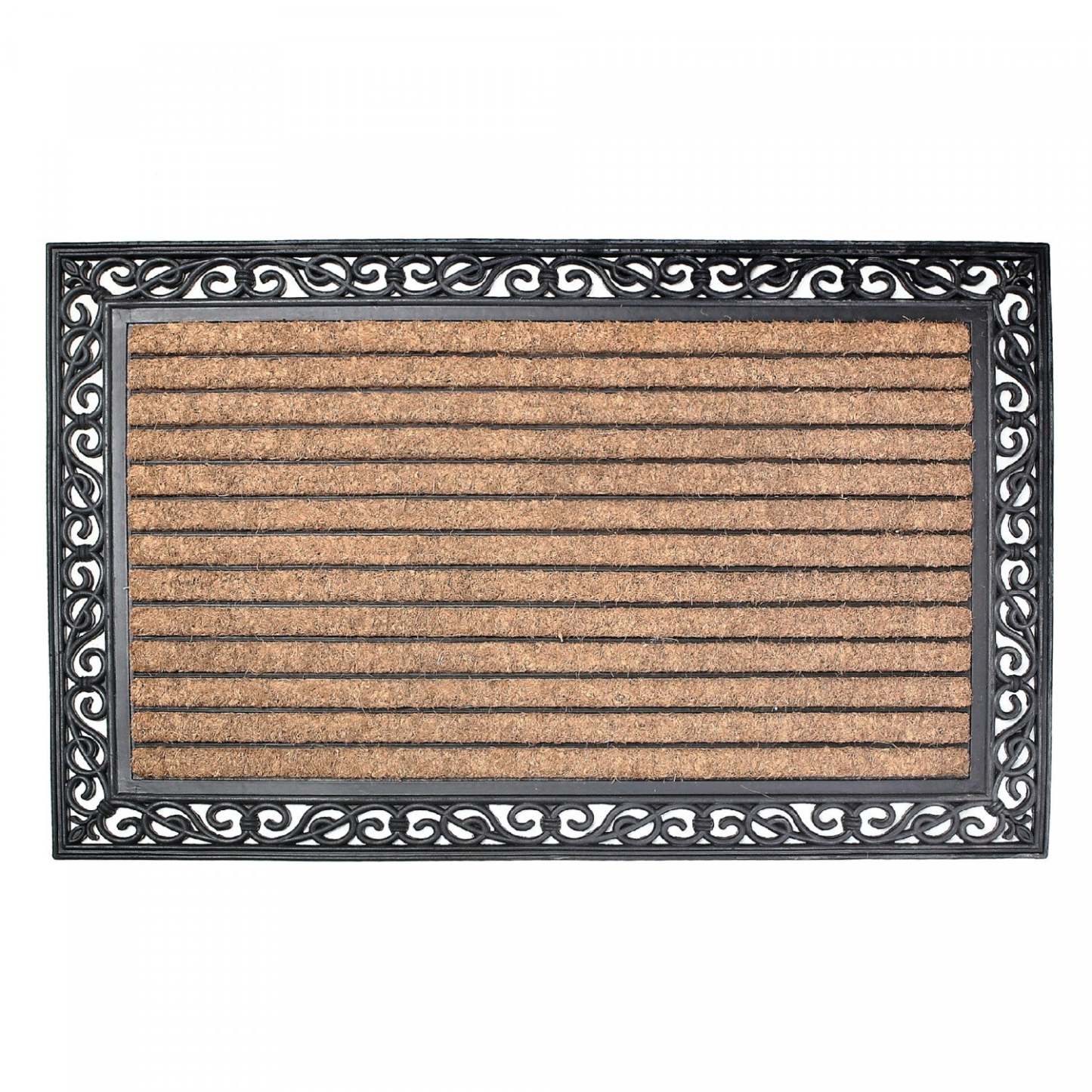 Tapis de plancher rayé en caoutchouc et tapis-brosse - 30 x 48|Rubber And Coir Brush Floormat Striped - 30 x 48