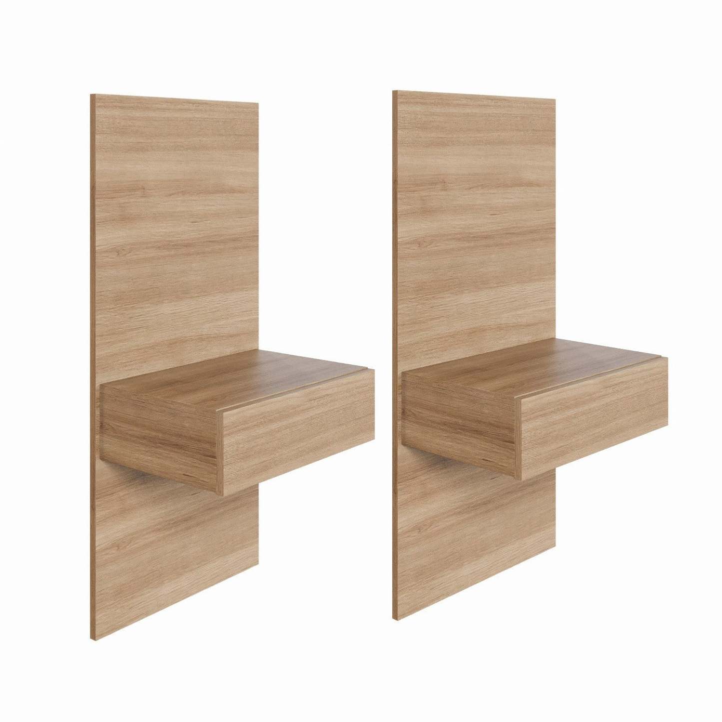 Nordika Milano Floating Nightstand Extension Panel Set Of 2 - Brown Oak|Ensemble 2 panneaux d'extension pour table de nuit flottante Milano Nordika - chêne brun