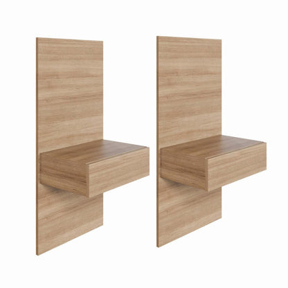 Nordika Milano Floating Nightstand Extension Panel Set Of 2 - Brown Oak|Ensemble 2 panneaux d'extension pour table de nuit flottante Milano Nordika - chêne brun