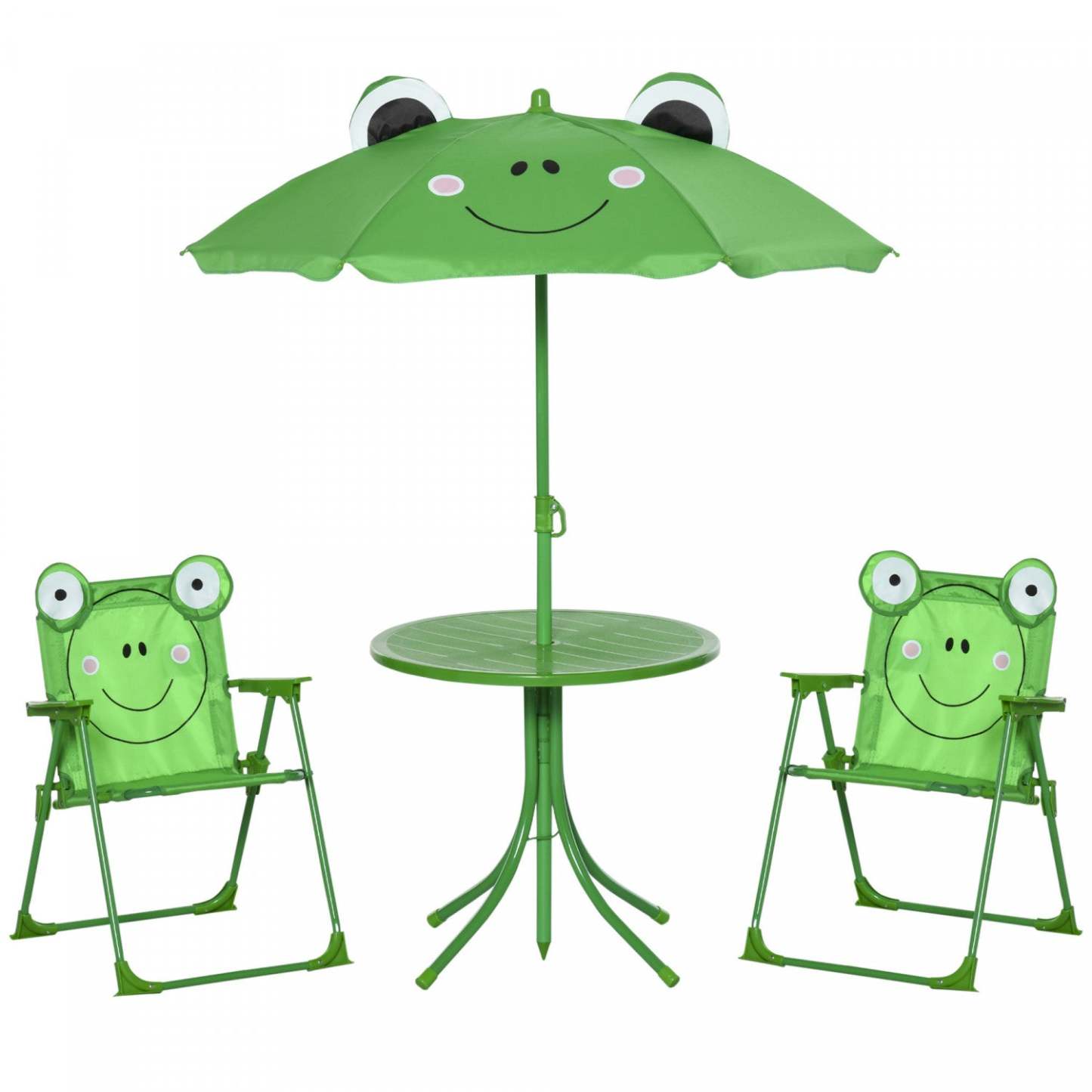 Outsunny Enfants Table De Pique-nique Pliante Et Chaise Ensemble Motif Grenouille Extérieur Jardin P