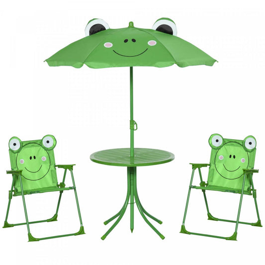 Outsunny Enfants Table De Pique-nique Pliante Et Chaise Ensemble Motif Grenouille Extérieur Jardin P