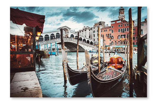 Cadre d’art mural et panneau en tissu Rialto Bridge View 24x36| Vue du pont Rialto 24 po x 36 po : Cadre d'art mural et panneau de tissu|D44G3QR8