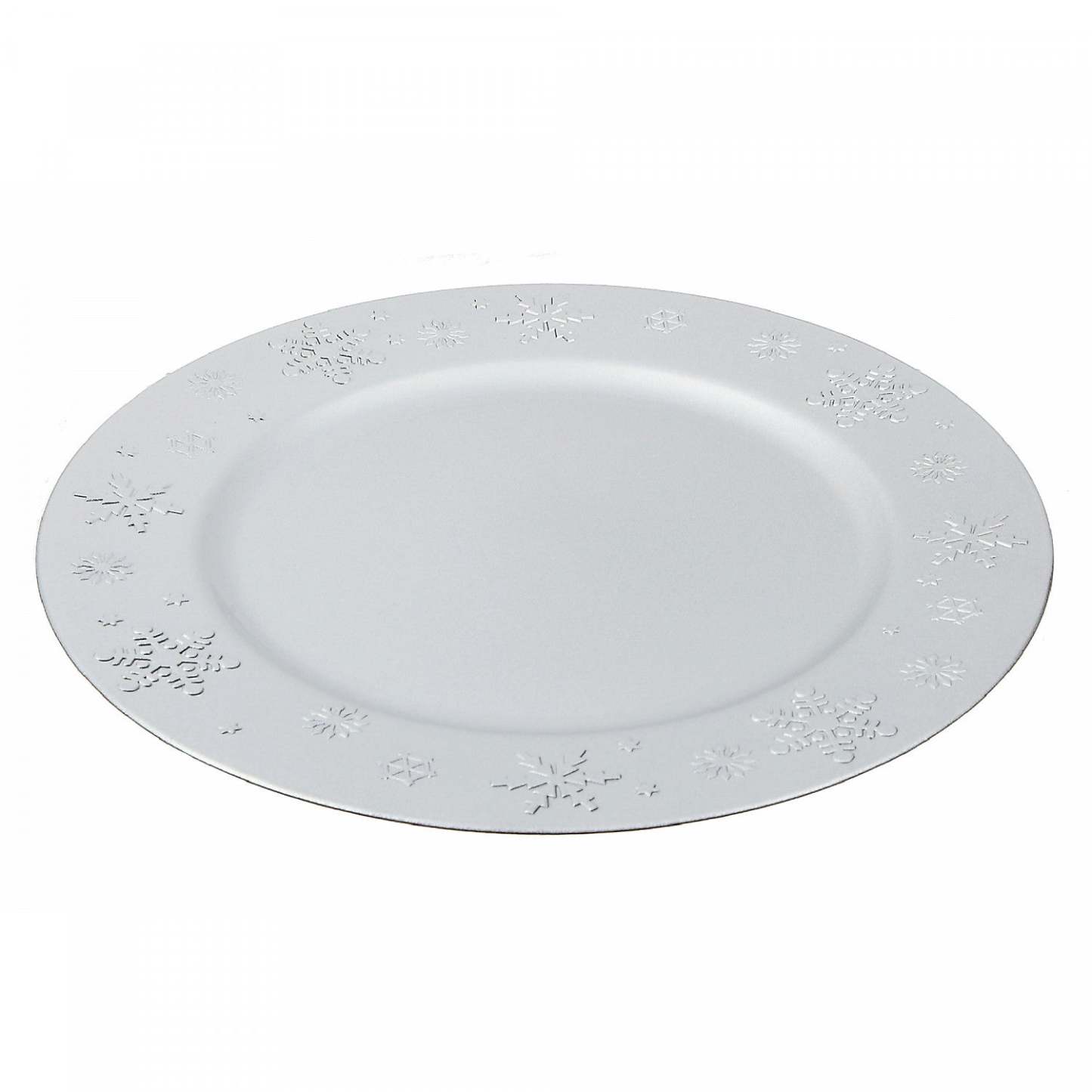 Assiette de Présentation Flocon de Neige Argent Vaisselle|Assiette de présentation argentée ornée de flocons de neige