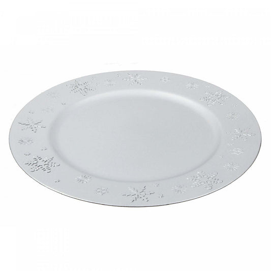 Assiette de Présentation Flocon de Neige Argent Vaisselle|Assiette de présentation argentée ornée de flocons de neige